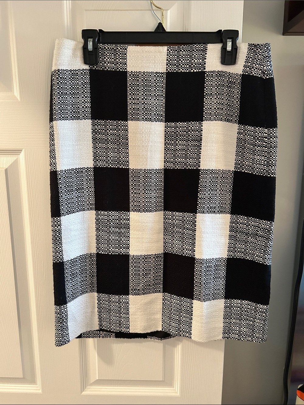 Talbots Black and White Check Pencil Skirt